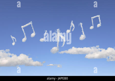 Heaven, blue, cloud formation, musical notes, icon, character, Stock Photo