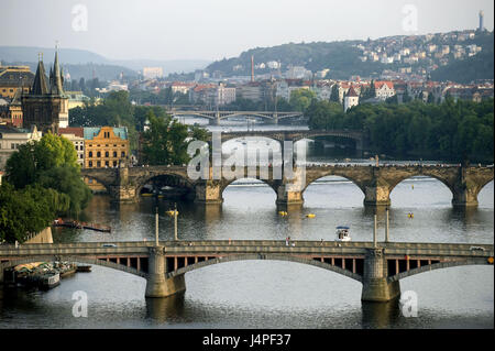 Czech Republic, Czechia, Prague, bridges, Moldavia, Stock Photo