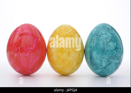 Easter eggs, three, brightly, Stilllife, Easter, Stock Photo