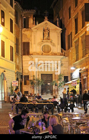 Italy, Rome, restaurant in the Piazza Farnese at night, guests, no model release, Stock Photo