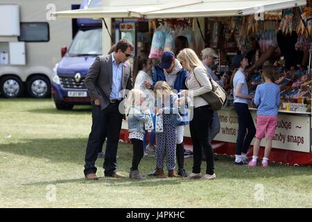 Peter and Autumn Phillips with daughters Savannah and Isla at the Royal Windsor Horse Show, which is held in the grounds of Windsor Castle in Berkshire. Stock Photo