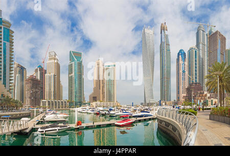 DUBAI, UAE - MARCH 22, 2017: The Marina and yachts. Stock Photo