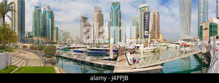 DUBAI, UAE - MARCH 22, 2017: The Marina and yachts. Stock Photo