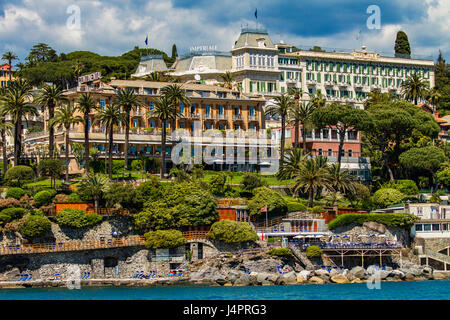 SANTA MARGHERITA, ITALY - APRIL 29, 2017: Imperiale Palace hotel in Santa Margherita Ligure, Italy. This belle epoque hotel was opened at 1889 Stock Photo
