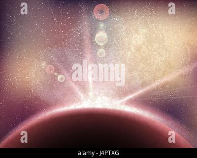Space vector background with stars in vintage style. Universe illustration. Colored cosmos backdrop with stars claster. Retro colors Stock Vector