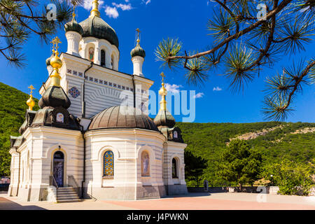 Aerial view on Church of Christ's Resurrection, Crimea, Russia Stock Photo