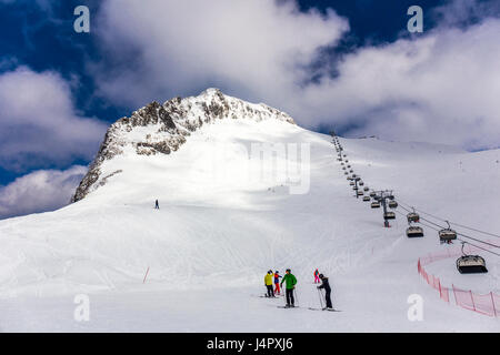 RUSSIA, SOCHI, GORKY GOROD - MARCH 29, 2017: View of slopes of Gorky Gorod ski resort Stock Photo