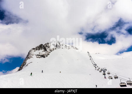 RUSSIA, SOCHI, GORKY GOROD - MARCH 29, 2017: View of slopes of Gorky Gorod ski resort Stock Photo