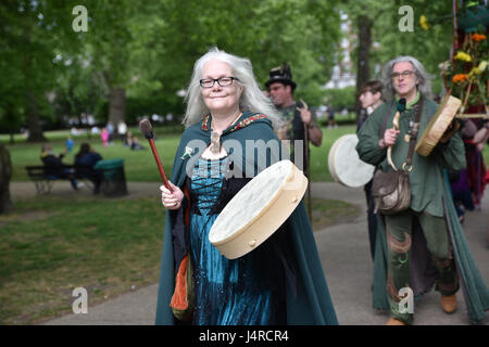 Russell Square, London, UK. 14th May 2017. Pagans on their annual Pagan Pride parade around Russell Square in London. Credit: Matthew Chattle/Alamy Live News Stock Photo