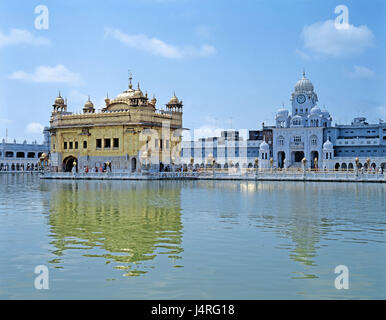 India, Punjab, Amritsar, golden temple, outside, palace complex, temple attachment, temple, golden, museum, place of interest, religion, faith, Sikhs, Stock Photo