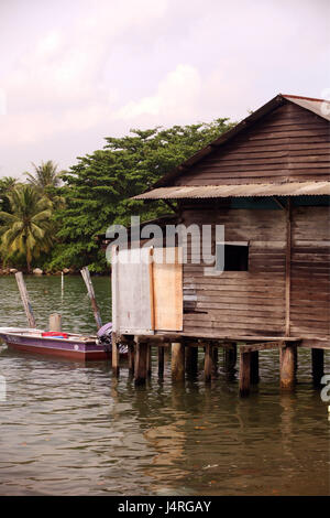 Singapore, island, town, island, Palau Ubin, house, wooden house, boot, Stock Photo