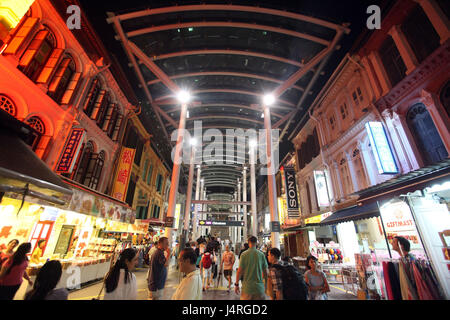 Singapore, island, town, China Town, Marktstrasse, market, night market, lane, everyday life, economy, centre, night, metro, station, pedestrian, Stock Photo