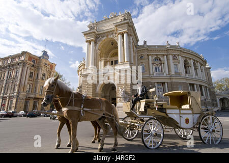 Carriage before the opera-house in Odessa, Stock Photo