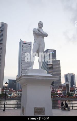 Singapore, Singapore town, Raffles Landing site, statue sir Thomas, Stock Photo