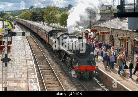 East Lancs railway steam trains at Ramsbottom station. Sept 2003 Stock Photo