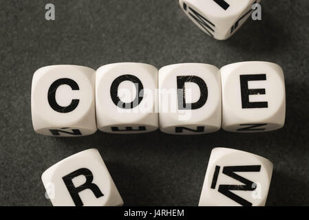 word code  on white toy cubes Stock Photo