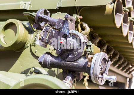 Samara, Russia - May 1, 2017: Aiming device BM-21 Grad, mechanical panoramic sight Stock Photo