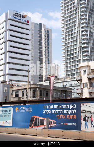 digging the new underground system, Tel Aviv, Israel. construction of the Allenby Station on the red line Stock Photo