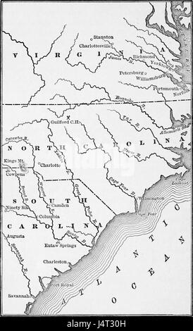 The Hessians - Map For Cornwallis Southern Campaigns Stock Photo - Alamy