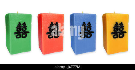 Four similar candle with chinese pattern Stock Photo