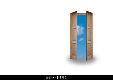 concept of door to blue sky Stock Photo