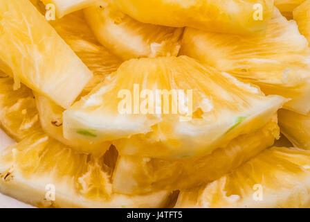 Closeup to Fresh Ripe Sliced Pineapple Background Stock Photo