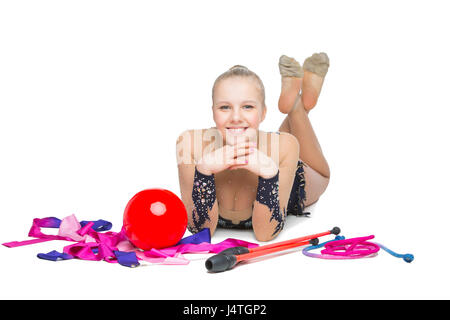 Beautiful teenage gymnast girl Stock Photo