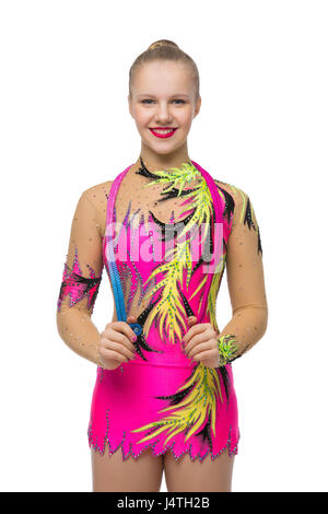 Beautiful teenage gymnast girl Stock Photo