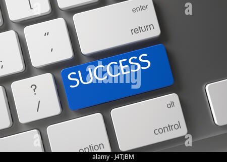 Success CloseUp of Keyboard. 3D. Stock Photo