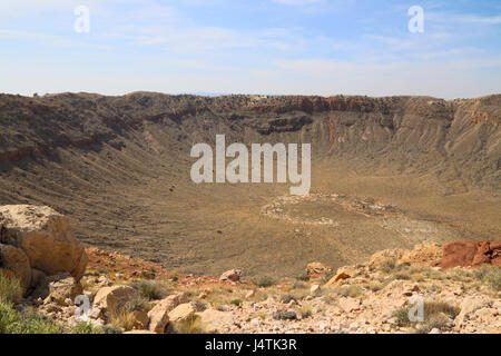 The First Proven Meteor Crater in the world - Canyon Diablo Crater at Winslow, Arizona Stock Photo