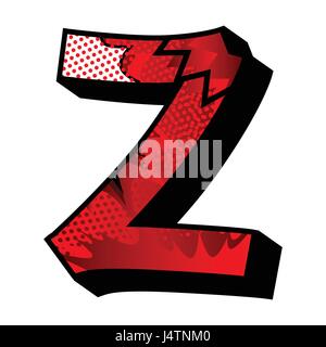 Letter Z filled with comic book explosion, background. Stock Vector