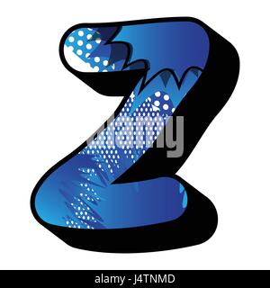 Letter Z filled with comic book explosion, background. Stock Vector