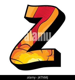 Letter Z filled with comic book explosion, background. Stock Vector