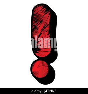Exclamation mark filled with comic book explosion, background. Stock Vector