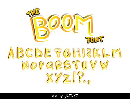 The Boom Font - Vector abstract comic book, cartoon style alphabet. Stock Vector