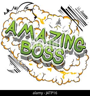 Amazing Boss - Comic book style word on abstract background. Stock Vector