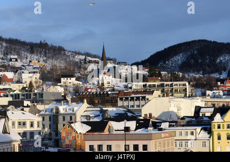 The town of  Harstad in winter. Harstad, Troms, Norway. Stock Photo