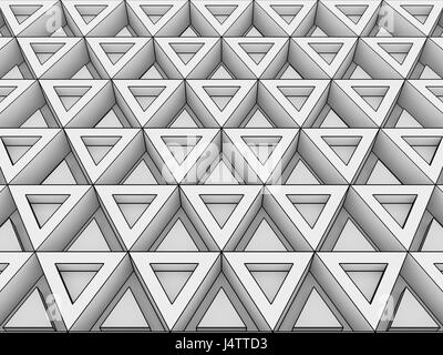 equilateral triangles - white abstract background outlined - 3d rendering Stock Photo