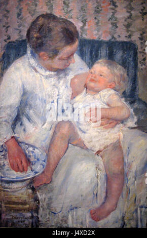 WLA lacma Mary Cassatt Mother About to Wash Her Sleepy Child Stock Photo