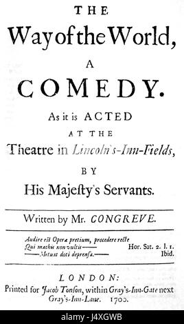 Way of the World cover (Congreve, 1700) Stock Photo