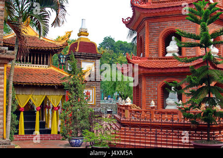 Diverse structures form Tran Quoc Pagoda on an island in the West Lake, Hanoi, Vietnam Stock Photo