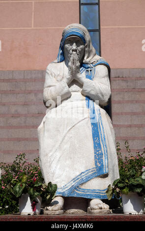 Mother Teresa statue in front of St Paul's Cathedral in Tirana, Albania on September 27, 2016. Stock Photo