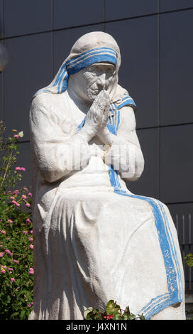 Mother Teresa statue in front St Paul's Cathedral in Tirana, Albania on September 27, 2016. Stock Photo