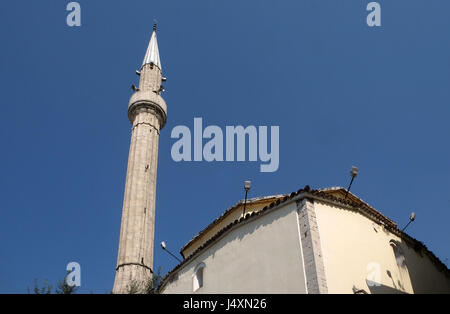 The Et'hem Bey Mosque on Skanderbeg Square, Tirana, Albania on September 27, 2016. Stock Photo