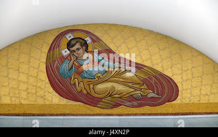 Child Christ on the ceiling of Orthodox Cathedral of the Resurrection of Christ in Tirana, Albania Stock Photo