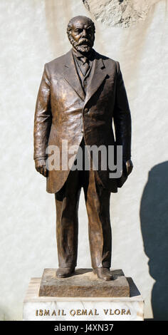 Statue of Ismail Qemal Bej Vlora in Tirana, Albania on September 29, 2016. Stock Photo