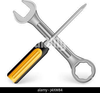 Vector Metallic Maintenance Tools Icon with Yellow Handle Like 3D Dimensional Object for Construction. Editable Vector Illustration Stock Vector