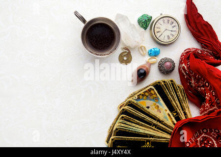 Composition of esoteric objects, used for healing and fortune-telling Stock Photo