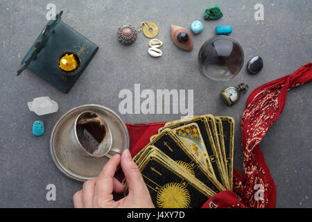 Composition of esoteric objects, used for healing and fortune-telling Stock Photo