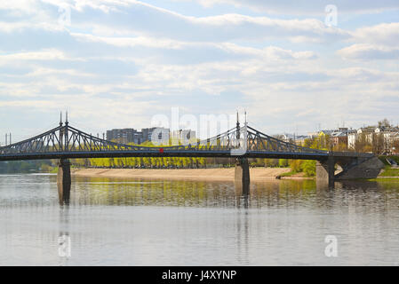 Starovolzhsky bridge in the Volga in Tver, Russia Stock Photo